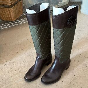 Tory birch  nylon leather - hunter green brown size 6